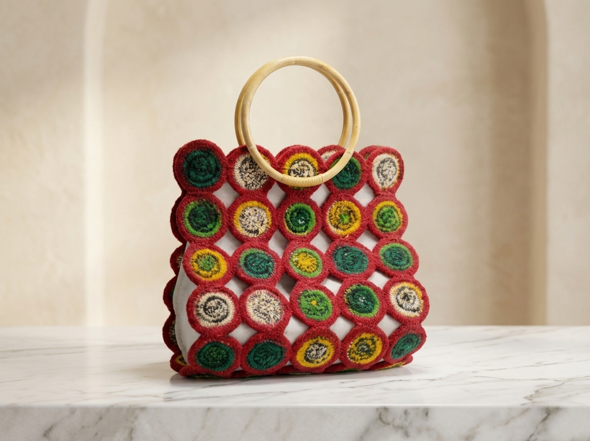 Elegance Ring-Handle Textural Handbag