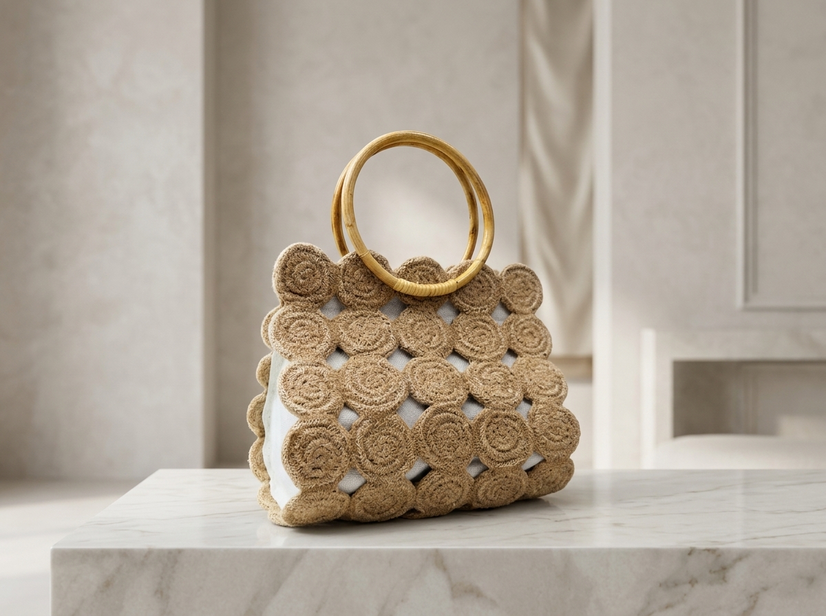 Elegance Ring-Handle Textural Handbag