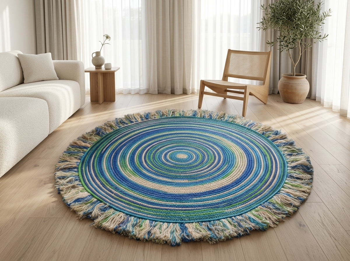 Boho Braided Mandala Circle Rug