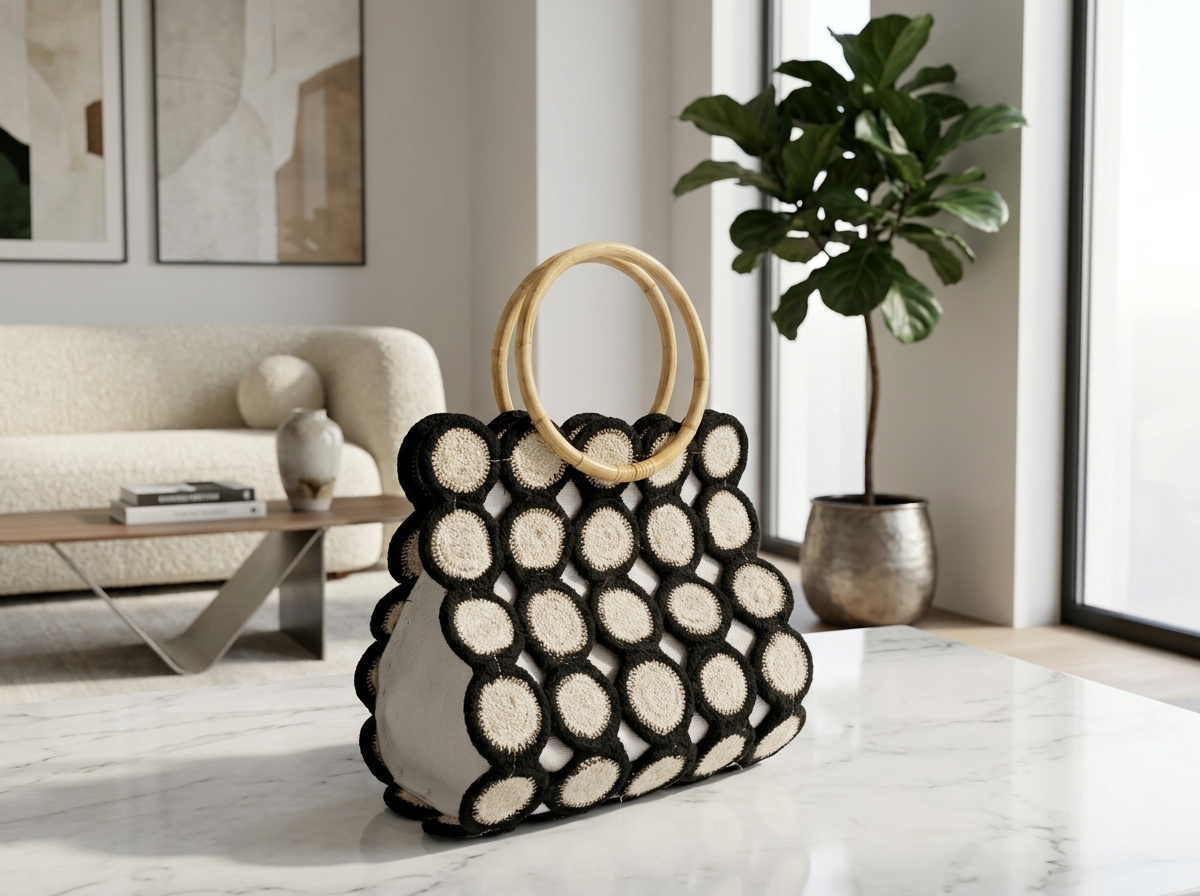 Elegance Ring-Handle Textural Handbag
