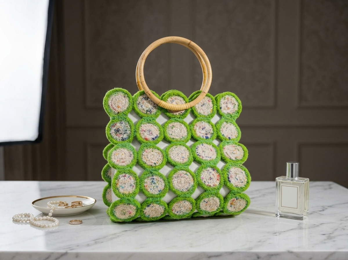 Elegance Ring-Handle Textural Handbag